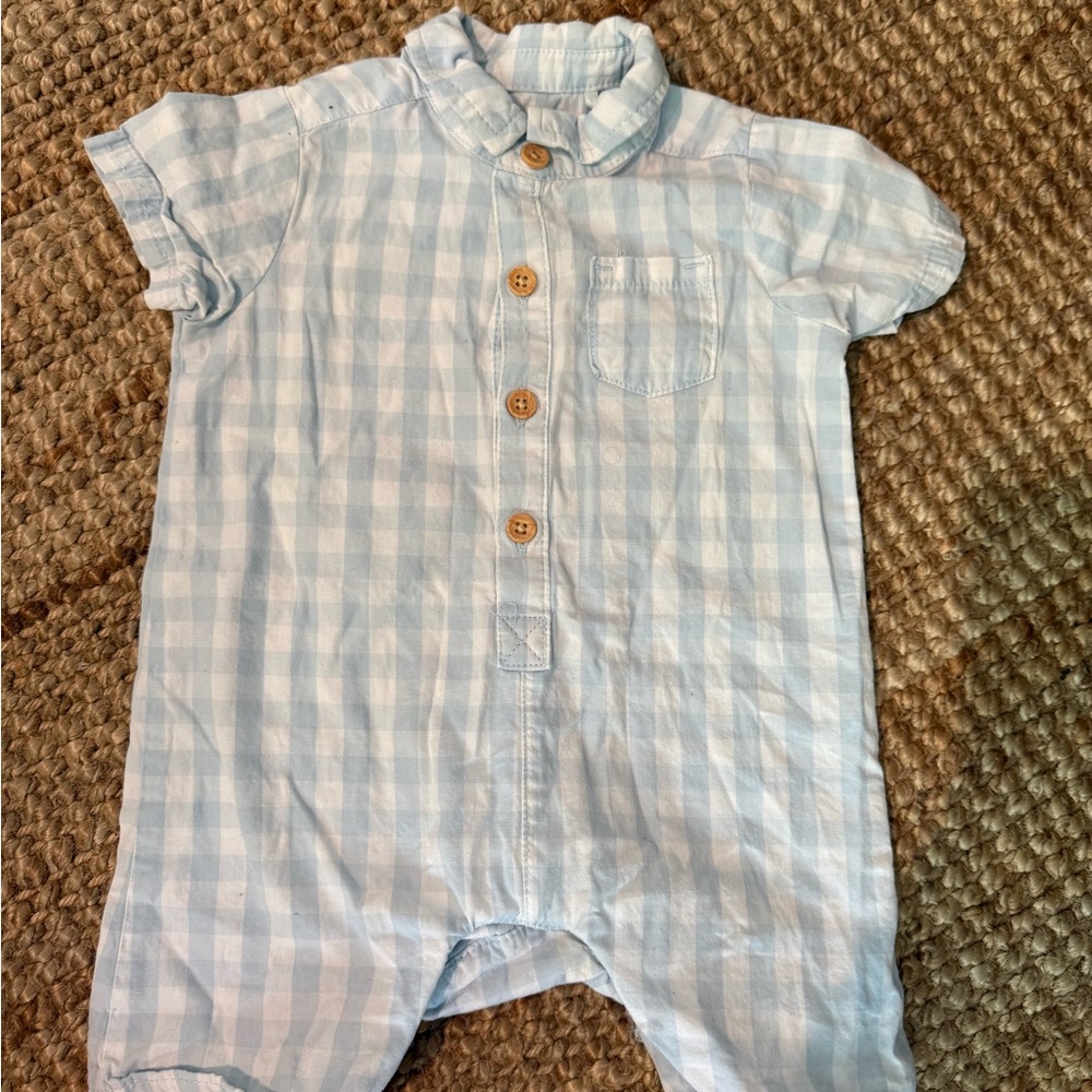 Blue Checkered Baby Romper